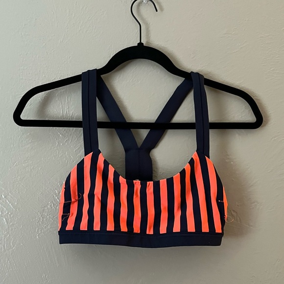 lululemon athletica Other - LULULEMON navy blue & orange striped athletic sport bra size 6